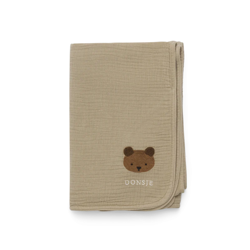 Donsje Ploekie Muslin Blanket XL Bear - Taupe