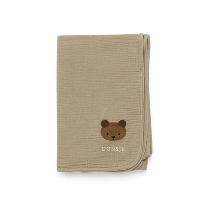 Donsje Ploekie Muslin Blanket XL Bear - Taupe