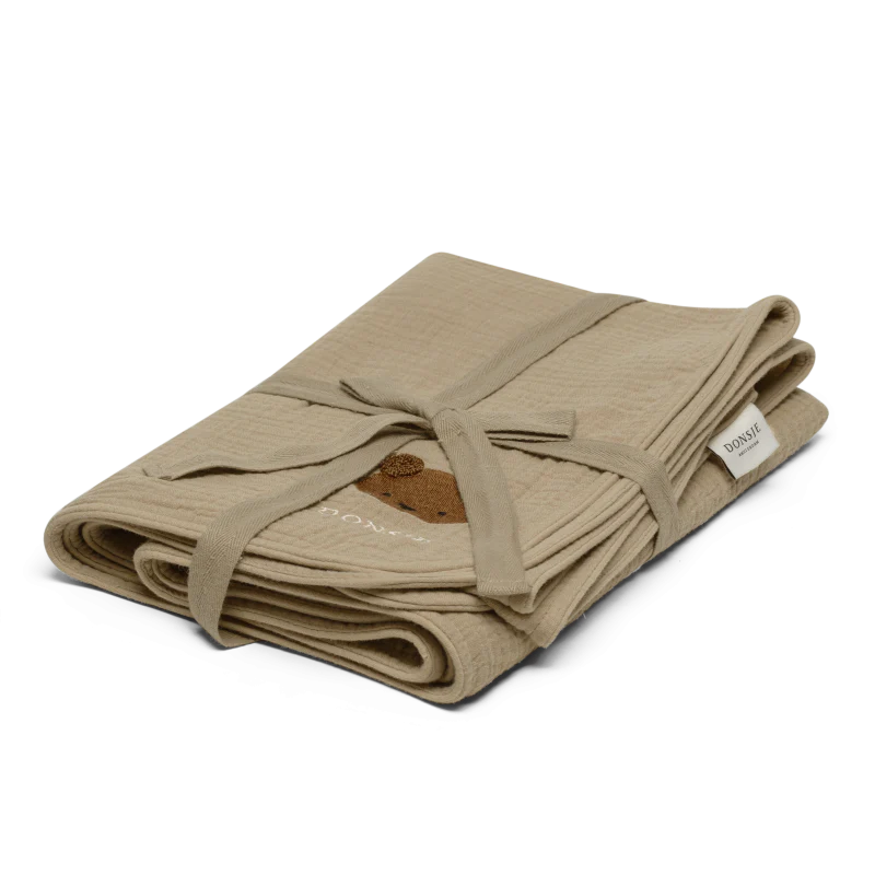 Donsje Ploekie Muslin Blanket XL Bear - Taupe