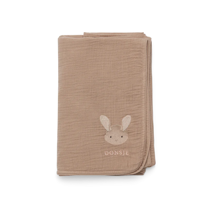 Donsje Ploekie Muslin Blanket XL Fluffy Bunny - Rose Mocha