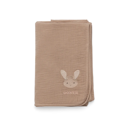 Donsje Ploekie Muslin Blanket XL Fluffy Bunny - Rose Mocha