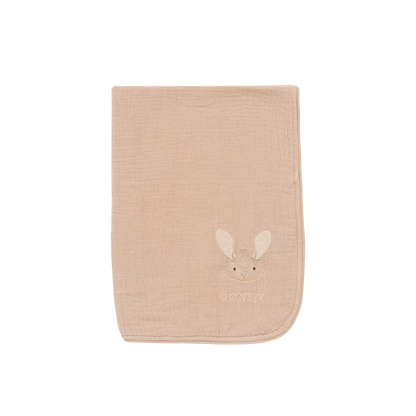 Donsje Ploekie Muslin Blanket S |  Fluffy Bunny - Rose Mocha