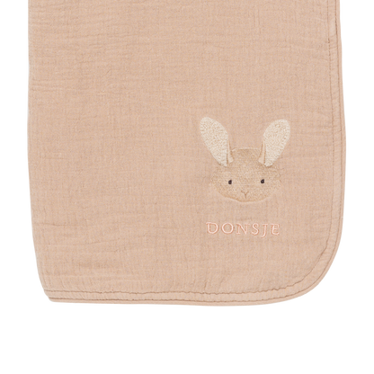 Donsje Ploekie Muslin Blanket S |  Fluffy Bunny - Rose Mocha