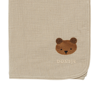 Donsje Ploekie Muslin Blanket S |  Bear - Taupe