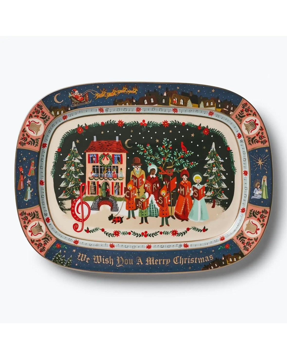 Rifle Paper Co. Large Porcelain Serving Tray - Christmas Carols