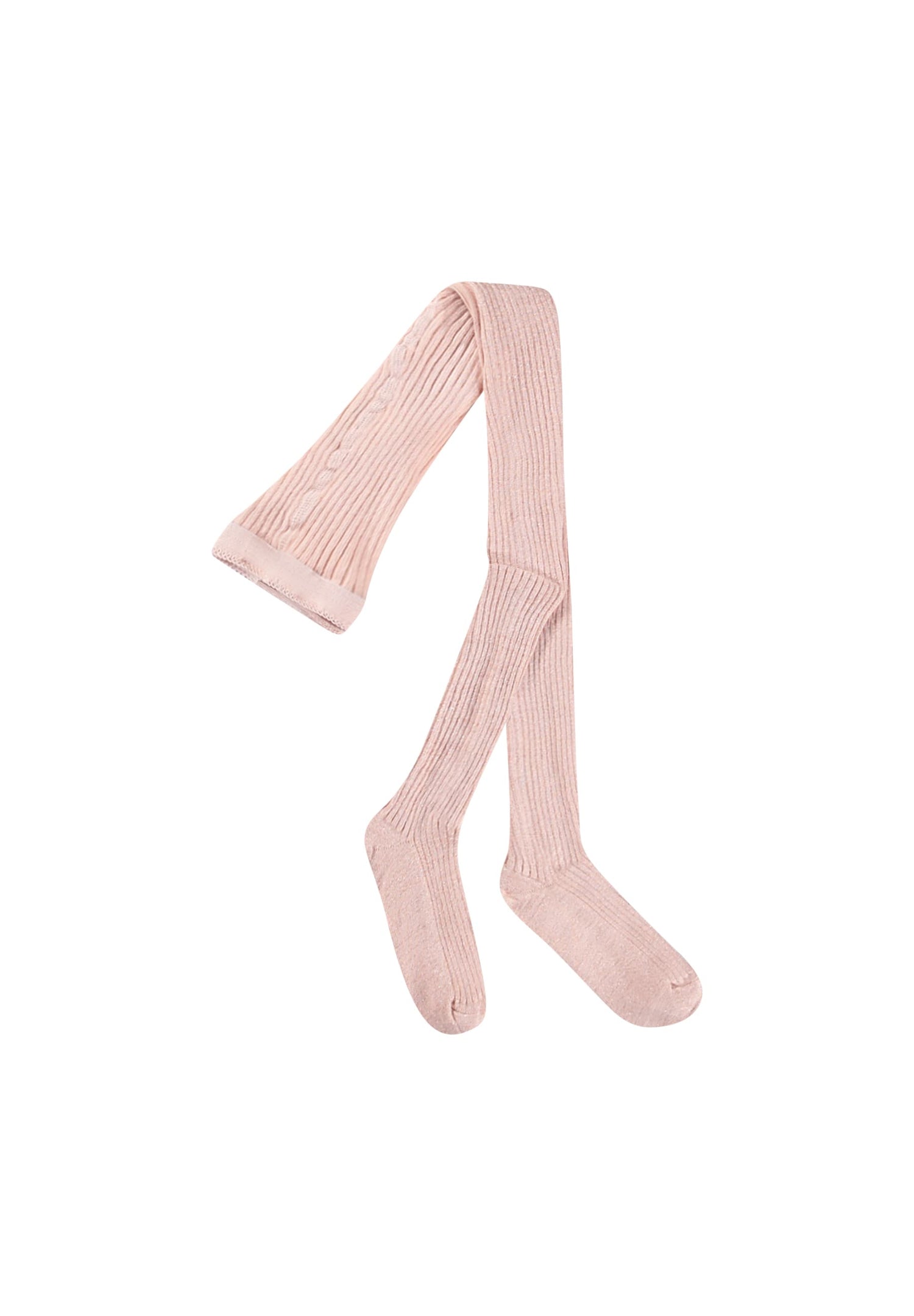 Molo Glitter Rib Tights - Petal Blush