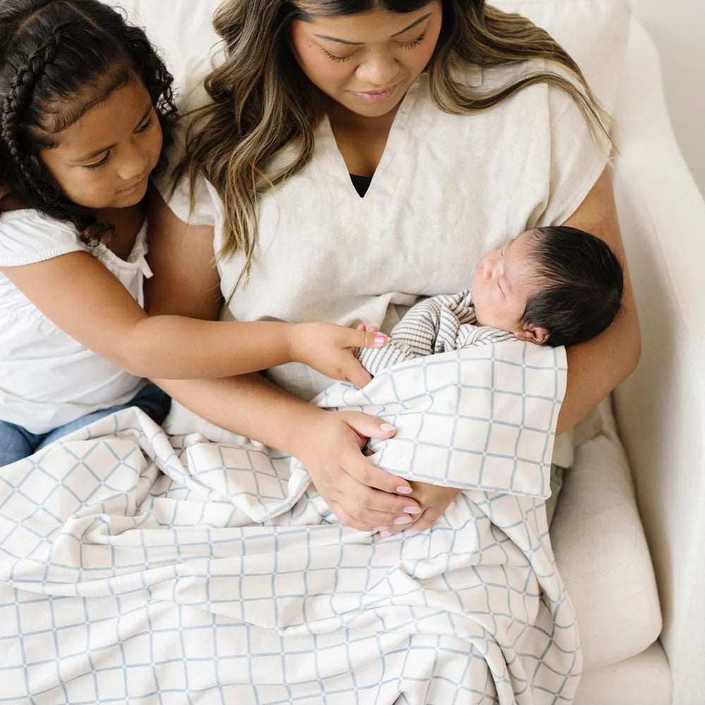 Saranoni Minky Stretch Receiving Blankets - Grid