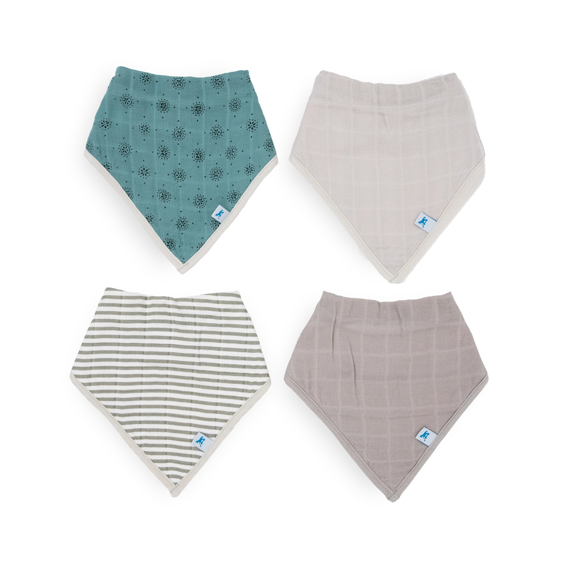 Little Unicorn Cotton Muslin + Fleece Bandana Bib 4 Pack - Wallflower