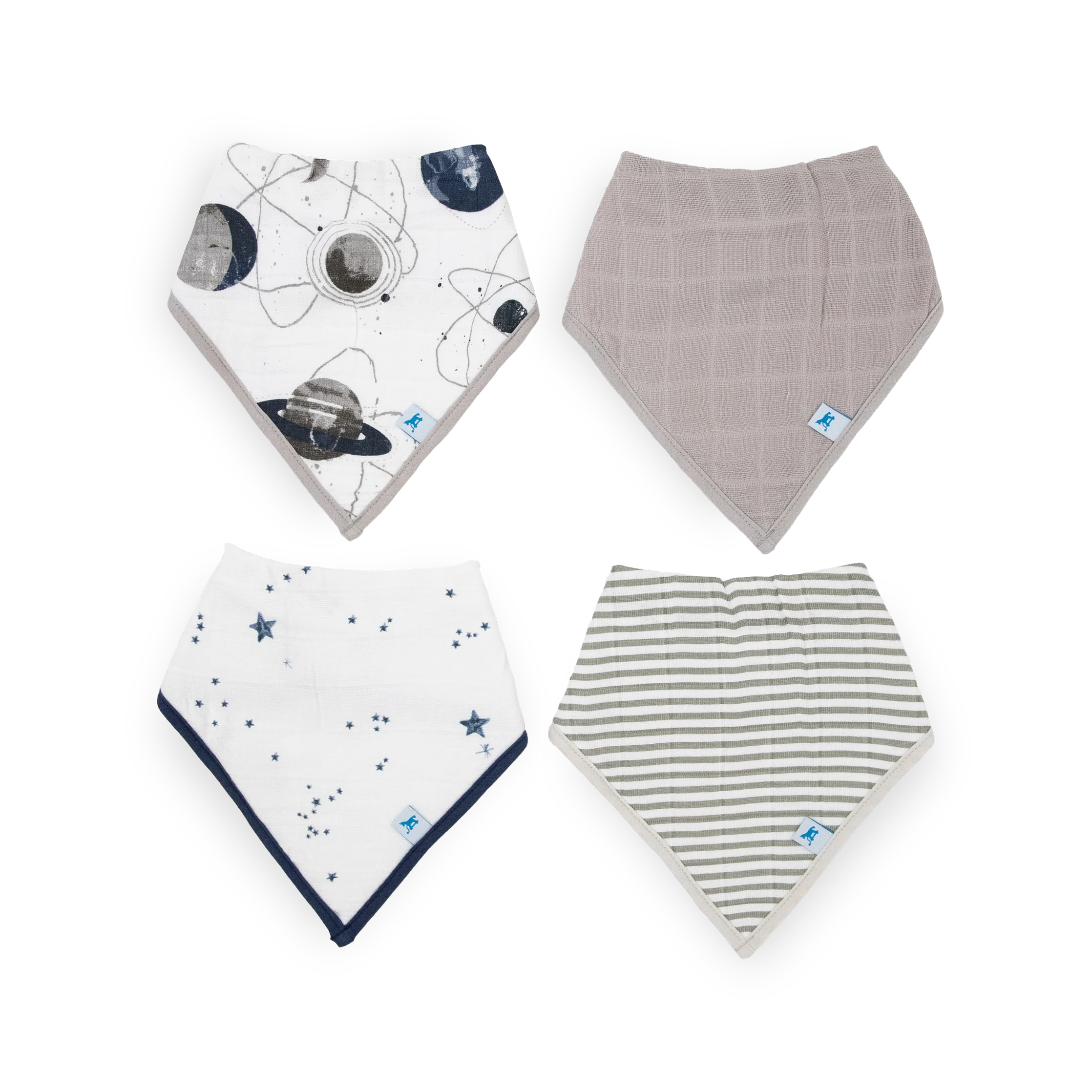 Little Unicorn Cotton Muslin + Fleece Bandana Bib 4 Pack - Planetsry