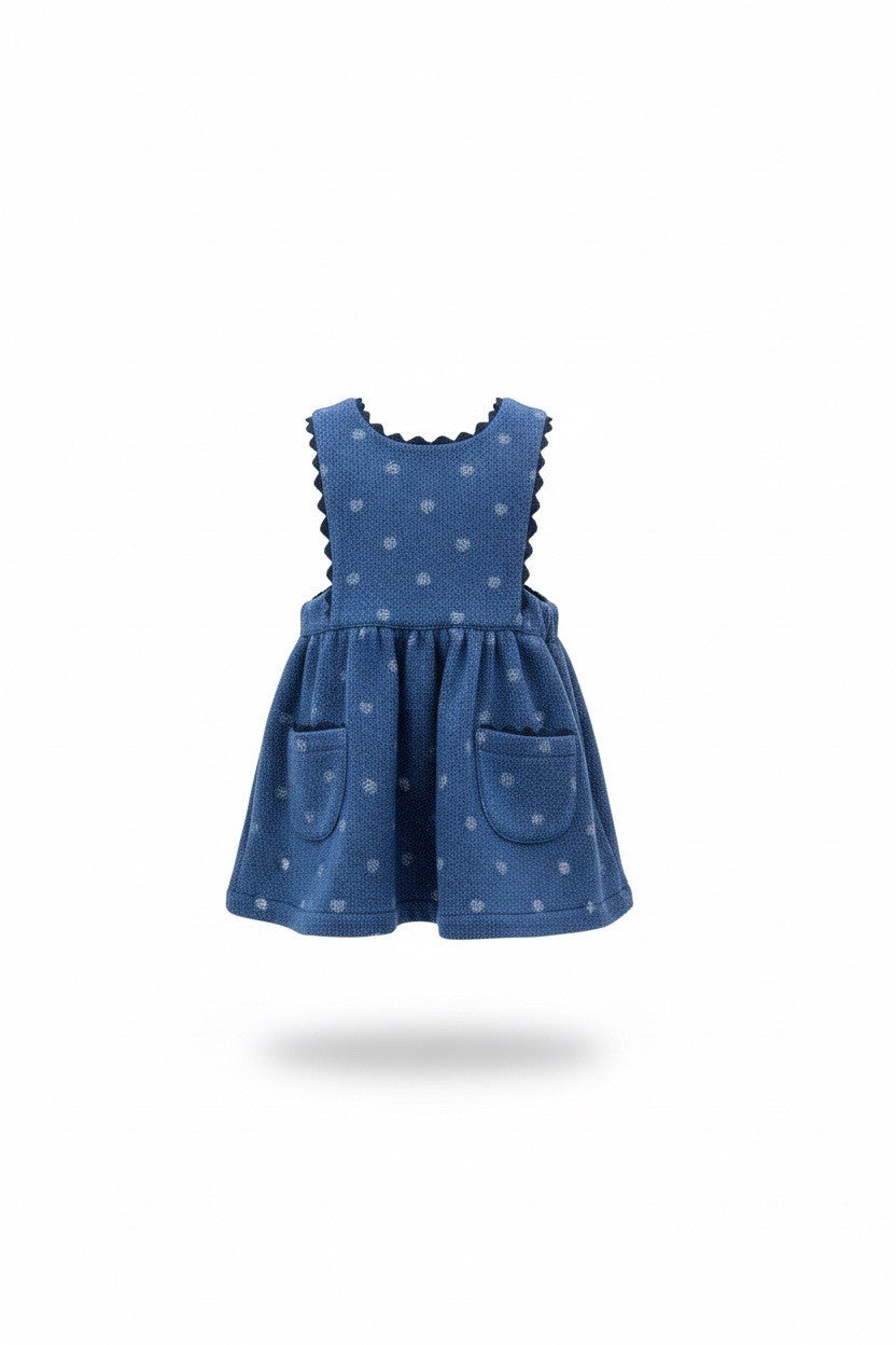 Tiny Fish Pinafore Dress - Blue Hearts