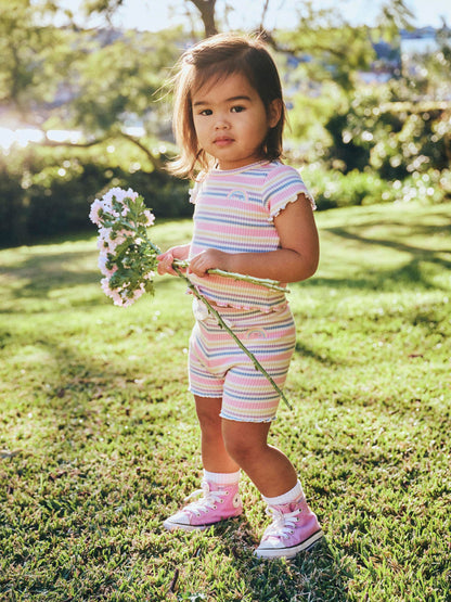Huxbaby Rainbow Stripe Rib Short - Multi