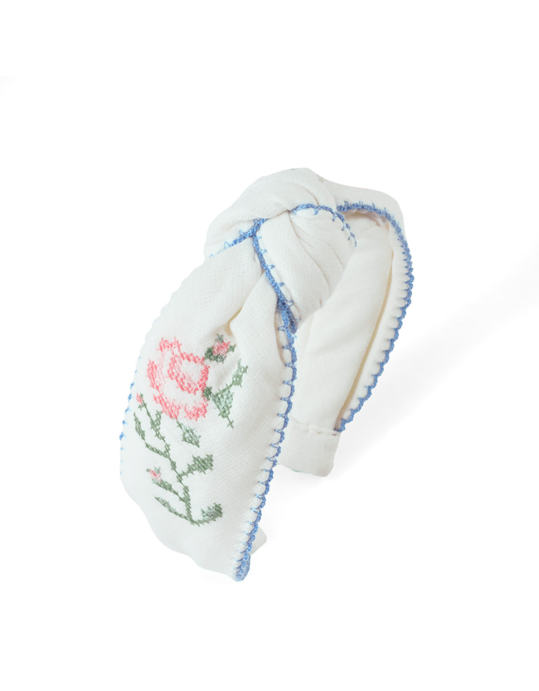 Gingersnaps Primrose Crosstitch Embroidered Headband - Off White