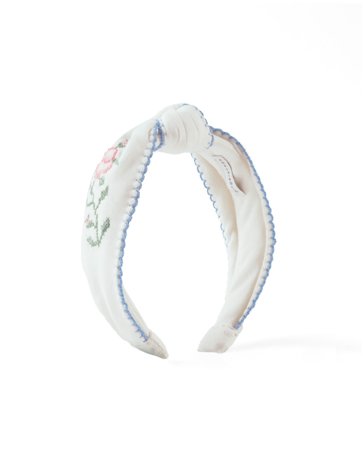 Gingersnaps Primrose Crosstitch Embroidered Headband - Off White
