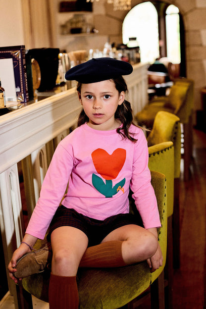 Arsēne et Les Pipelettes Flower Heart T-Shirt - Bubble Gum