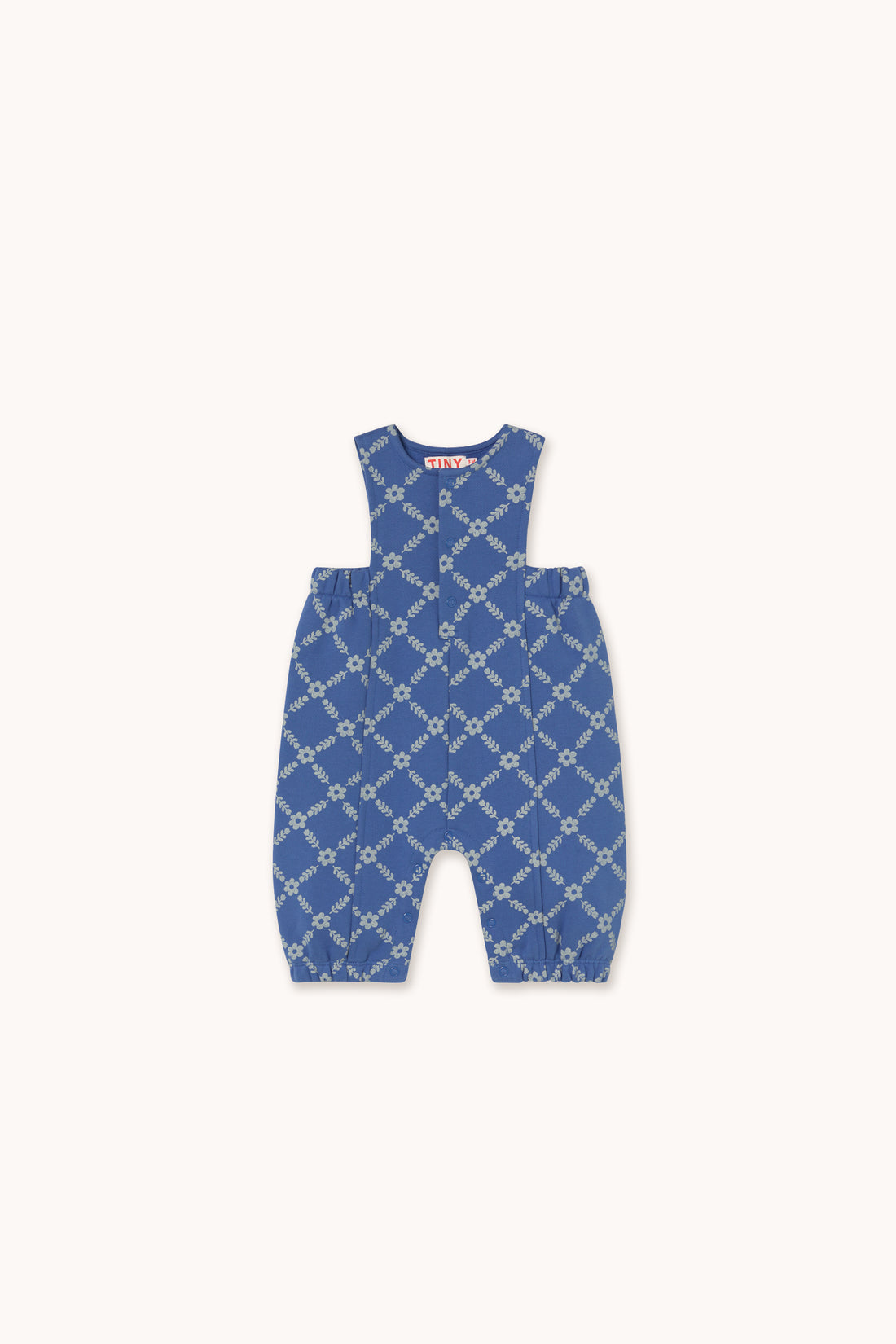 Tiny Cottons Flower Grid Dungaree - Dark Blue