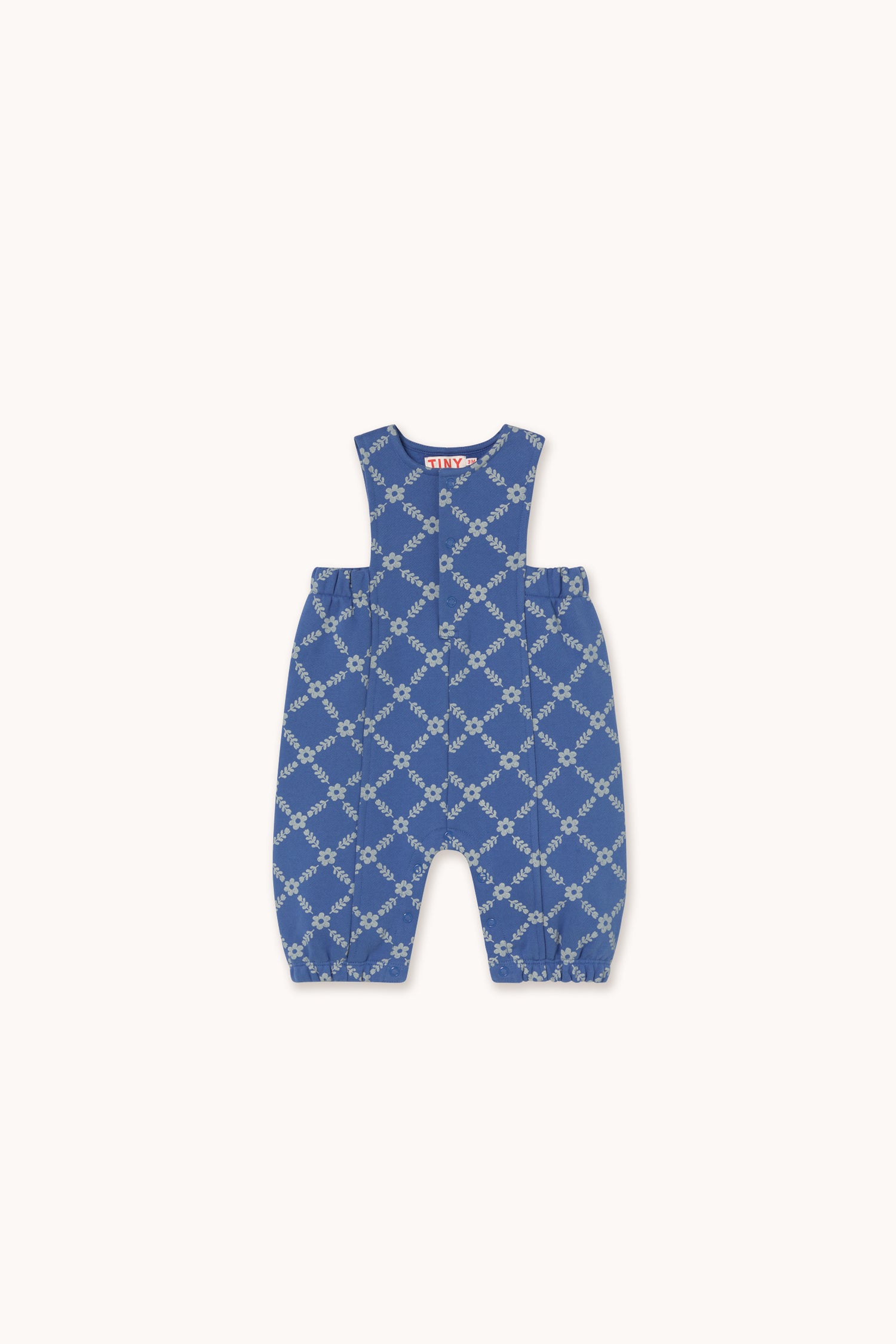 Tiny Cottons Flower Grid Dungaree - Dark Blue