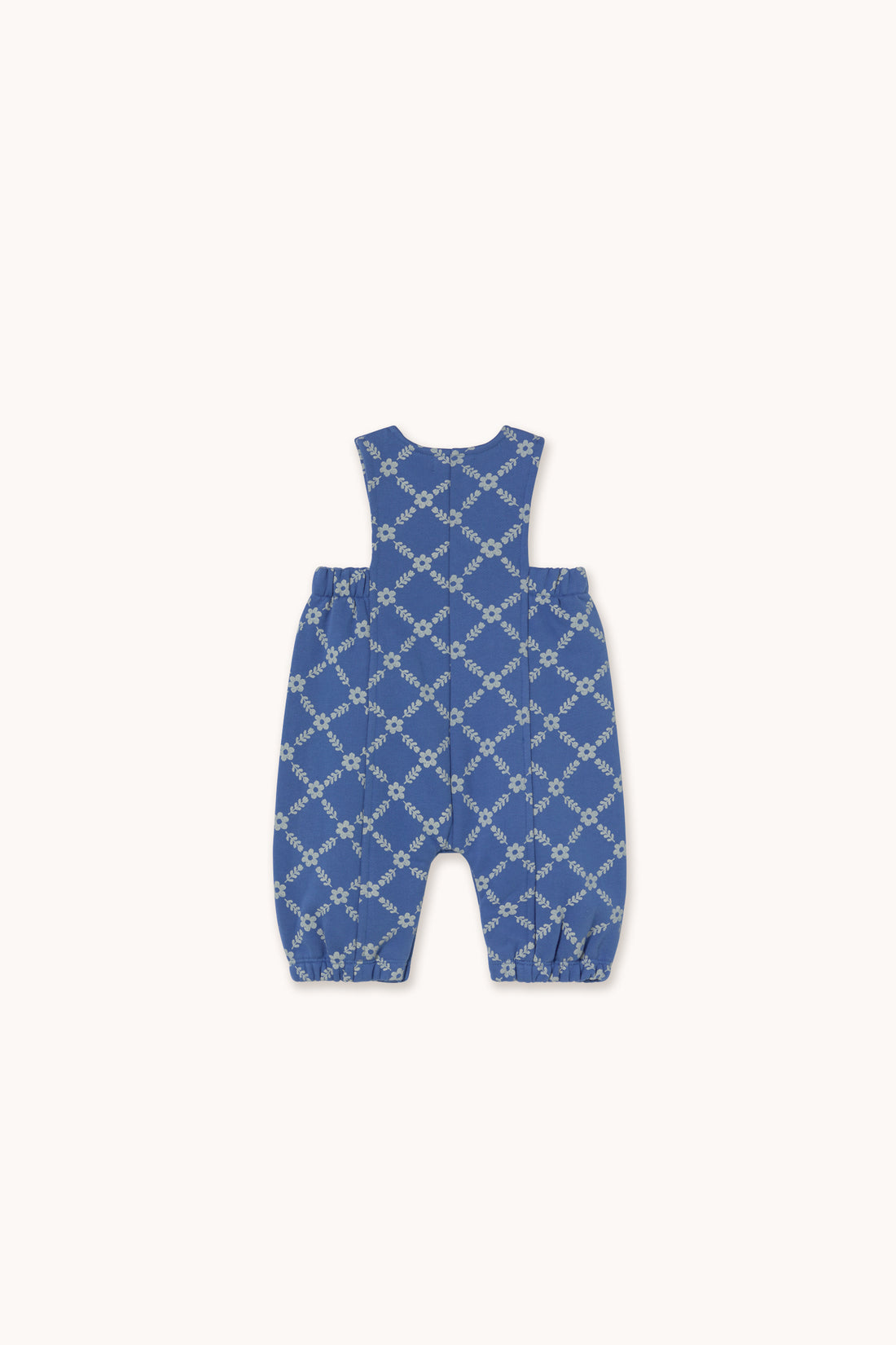 Tiny Cottons Flower Grid Dungaree - Dark Blue