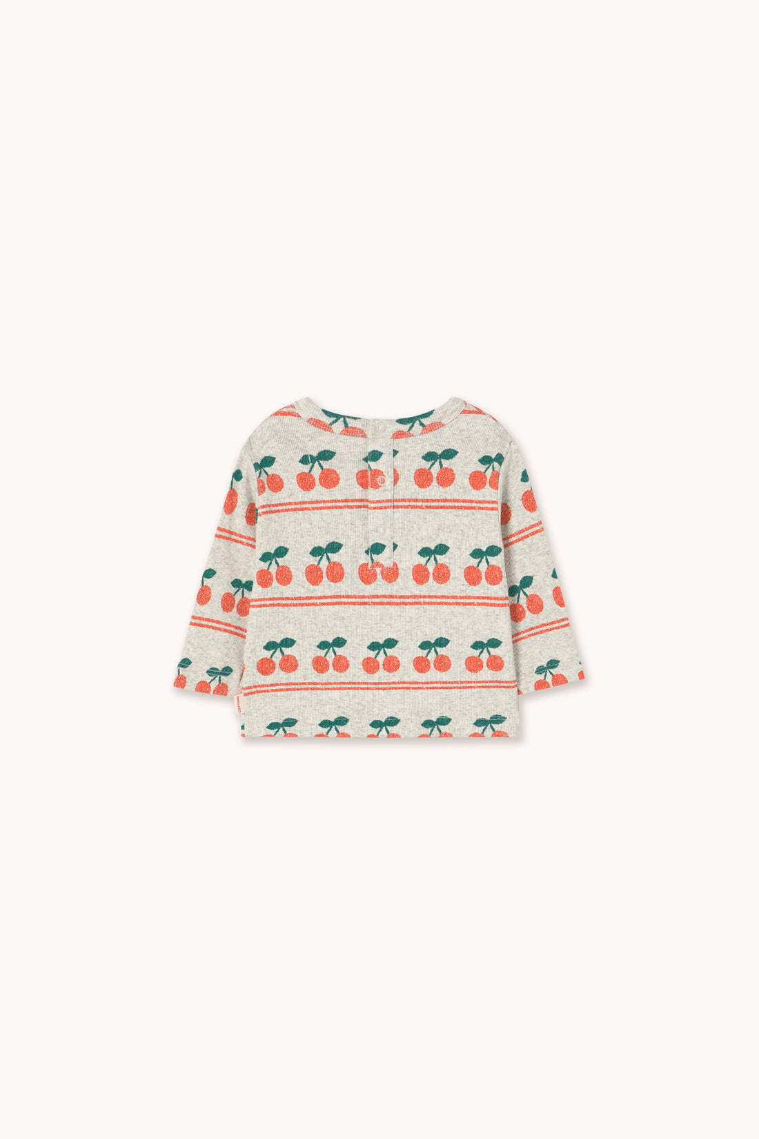 Tiny Cottons Cherry Pattern Rib Baby Tee - Light Cream Heather