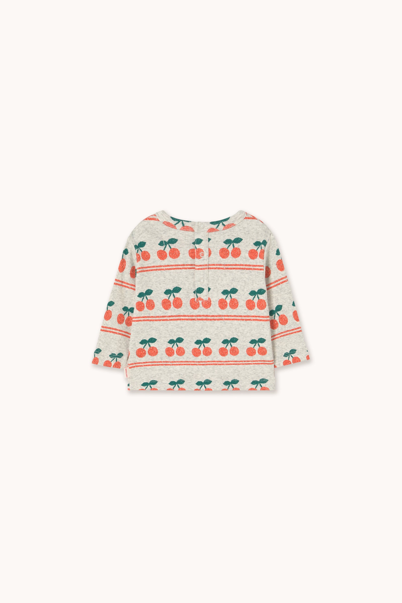 Tiny Cottons Cherry Pattern Rib Baby Tee - Light Cream Heather