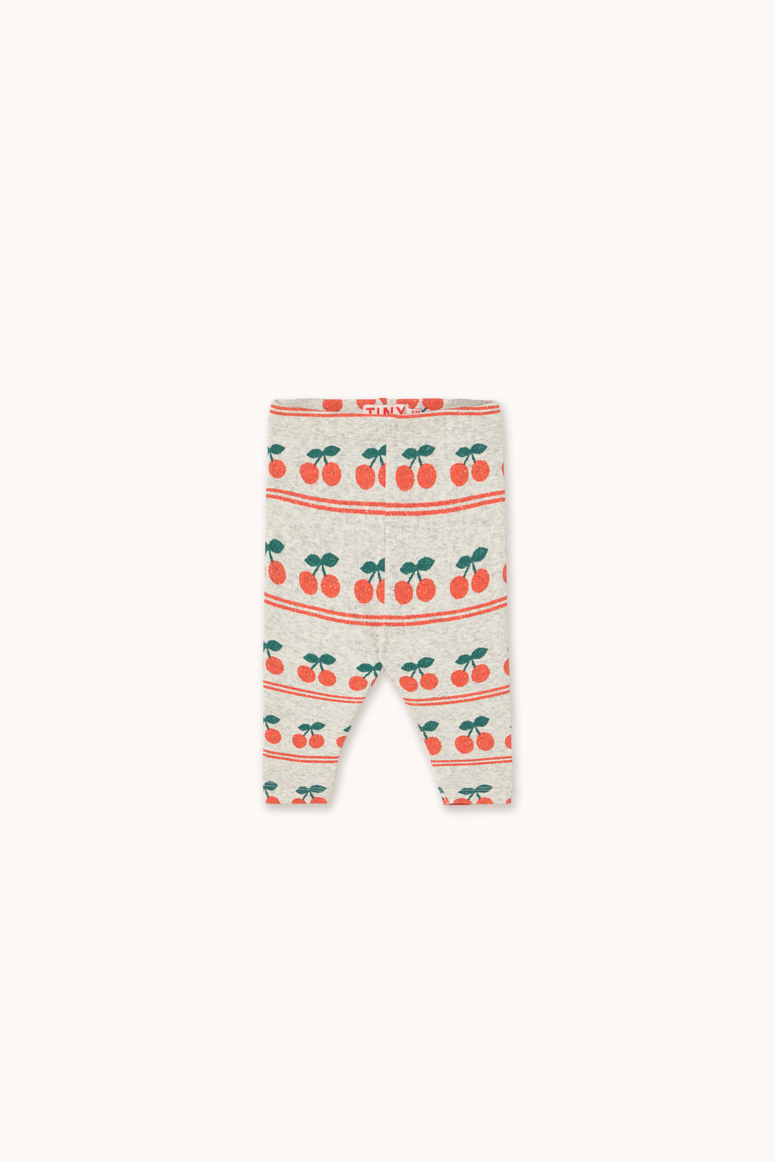 Tiny Cottons Cherry Pattern Rib Baby Pant - Light Cream Heather