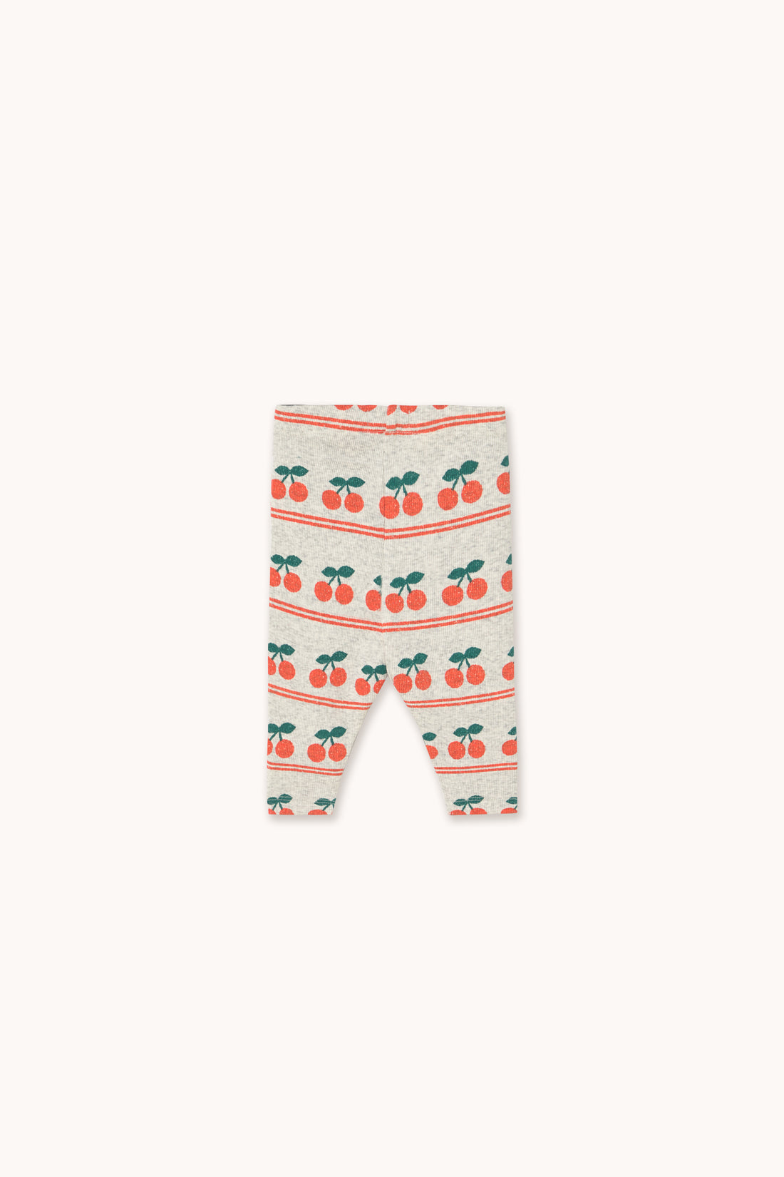 Tiny Cottons Cherry Pattern Rib Baby Pant - Light Cream Heather