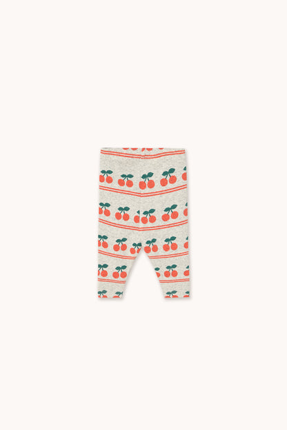 Tiny Cottons Cherry Pattern Rib Baby Pant - Light Cream Heather