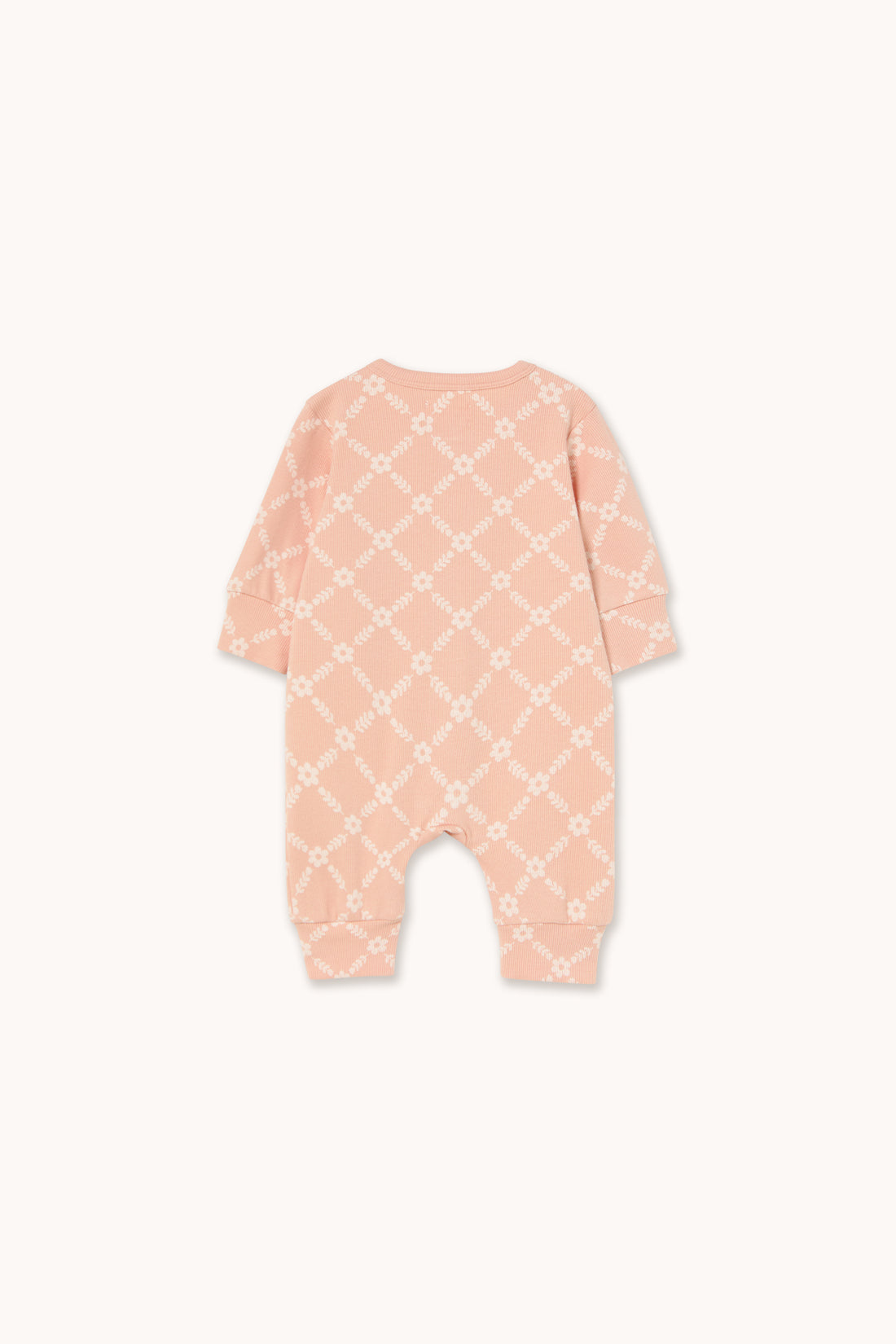 Tiny Cottons Flower Grid Rib One Piece - Wild Rose