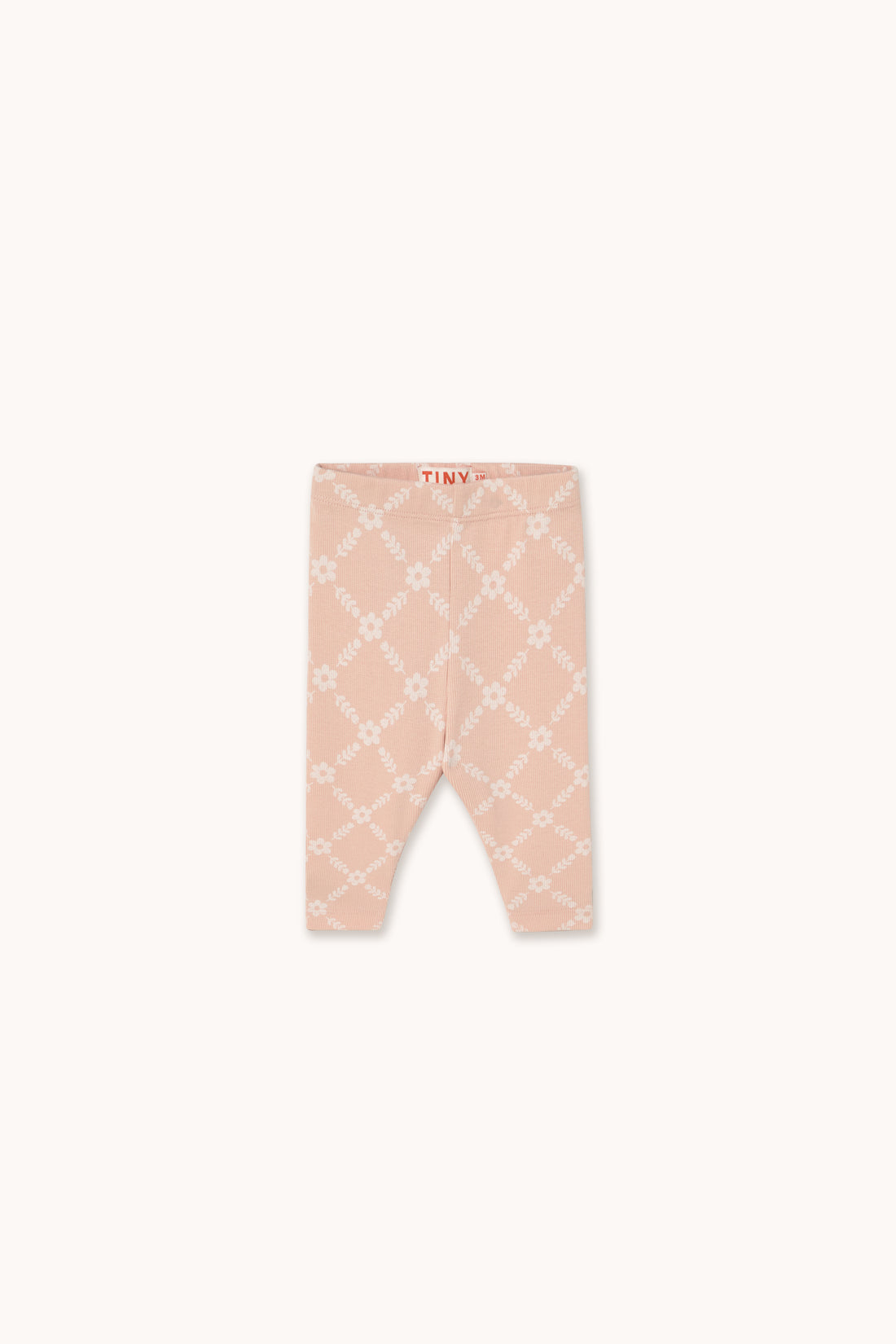 Tiny Cottons Flower Grid Rib Baby Pant - Wild Rose