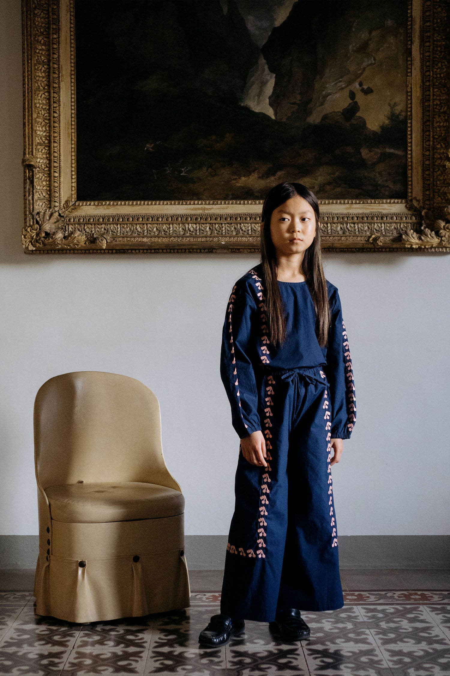Tiny Cottons Mini Cherries Blouse - Navy