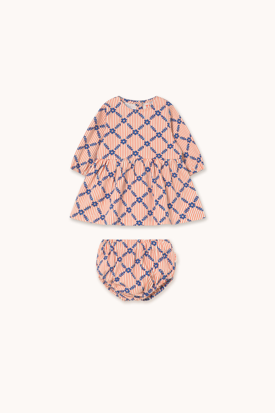 Tiny Cottons Flower Grid Baby Set - Light Cream