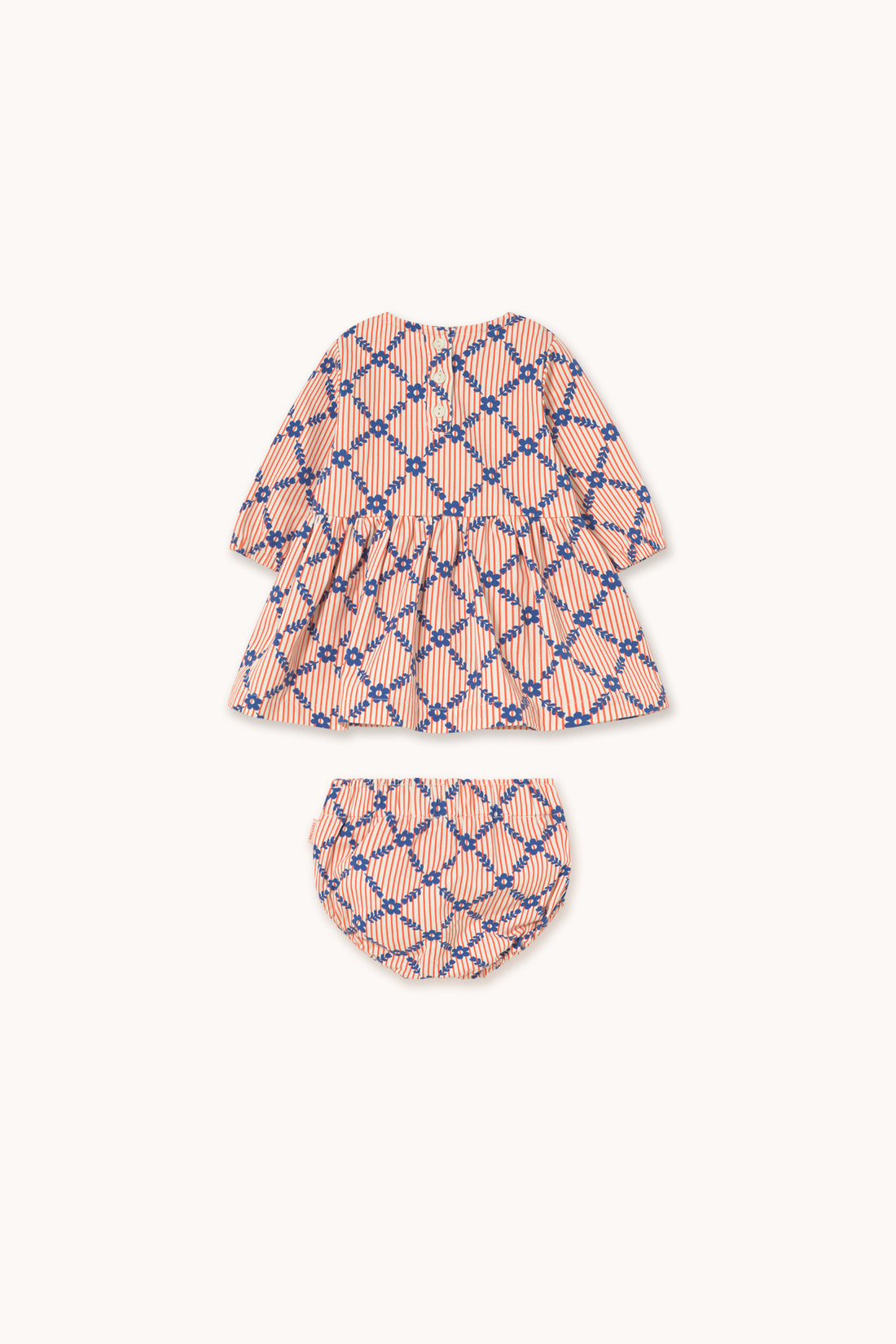 Tiny Cottons Flower Grid Baby Set - Light Cream