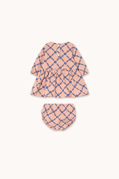 Tiny Cottons Flower Grid Baby Set - Light Cream