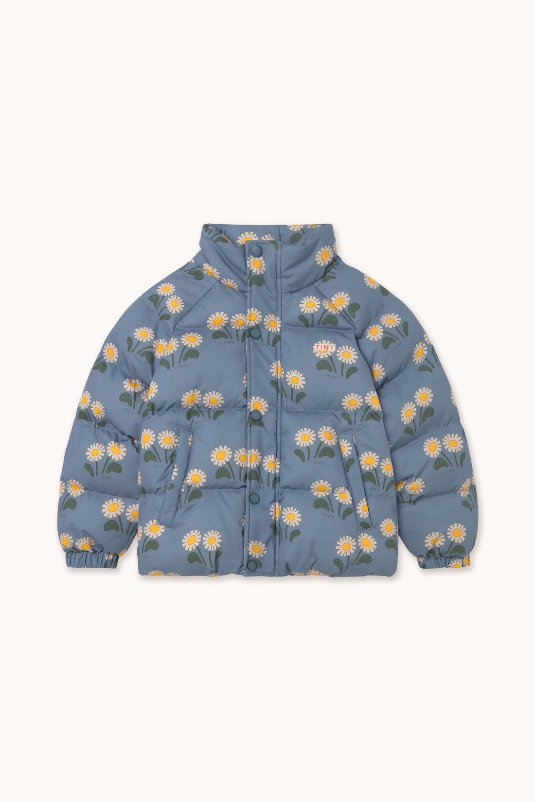 Tiny Cottons Winter Flowers Short Padded Jacket - Stone