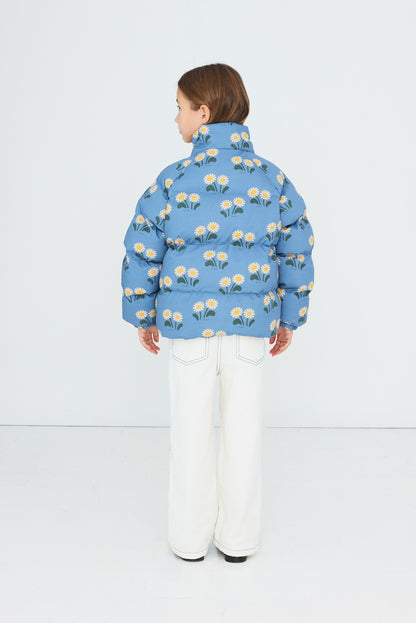 Tiny Cottons Winter Flowers Short Padded Jacket - Stone