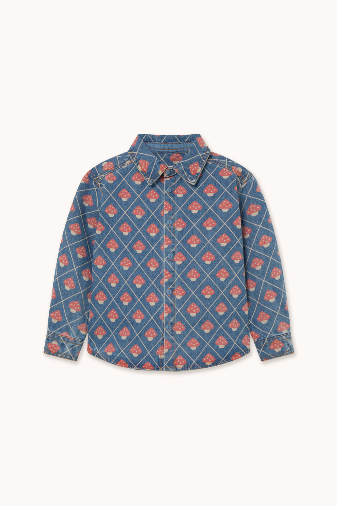 Tiny Cottons Mushrooms Denim Shirt - Denim Medium Wash
