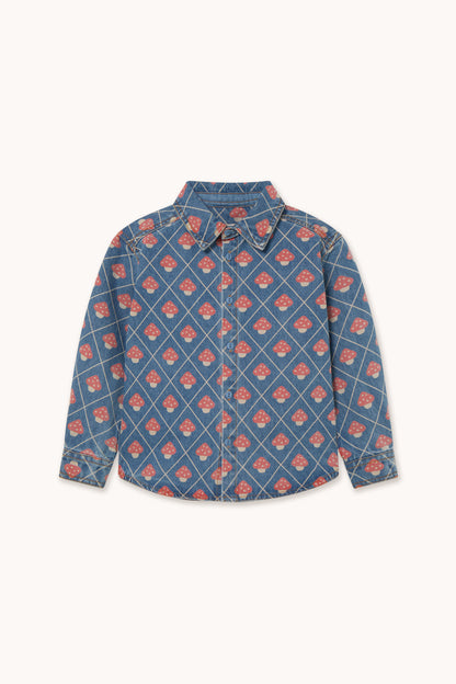 Tiny Cottons Mushrooms Denim Shirt - Denim Medium Wash