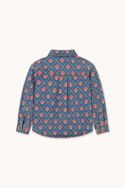 Tiny Cottons Mushrooms Denim Shirt - Denim Medium Wash