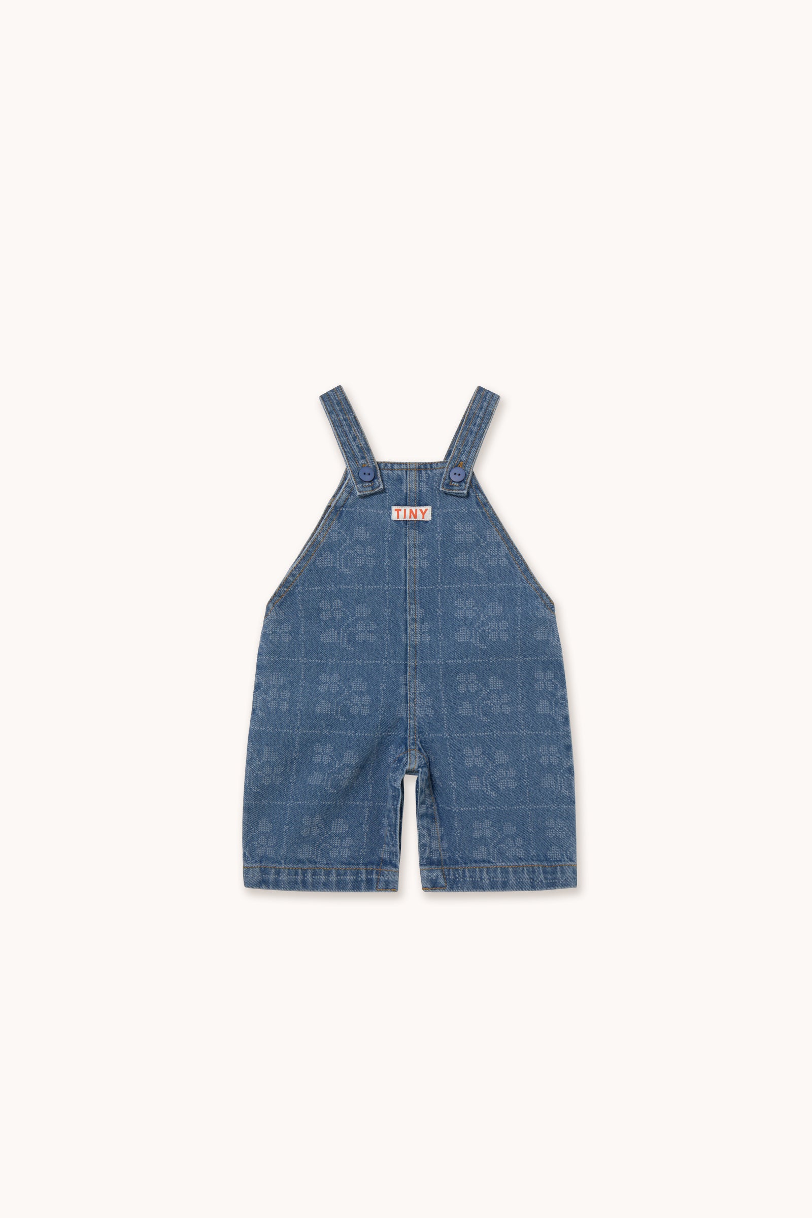 Tiny Cottons Dots Flowers Baby Denim Dungaree - Denim Medium Wash