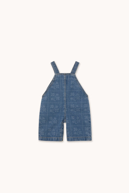 Tiny Cottons Dots Flowers Baby Denim Dungaree - Denim Medium Wash