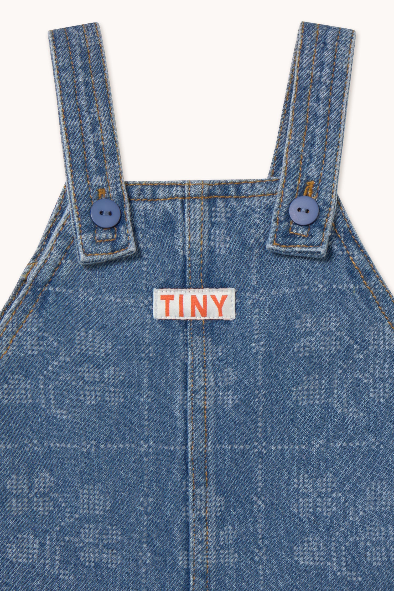 Tiny Cottons Dots Flowers Baby Denim Dungaree - Denim Medium Wash