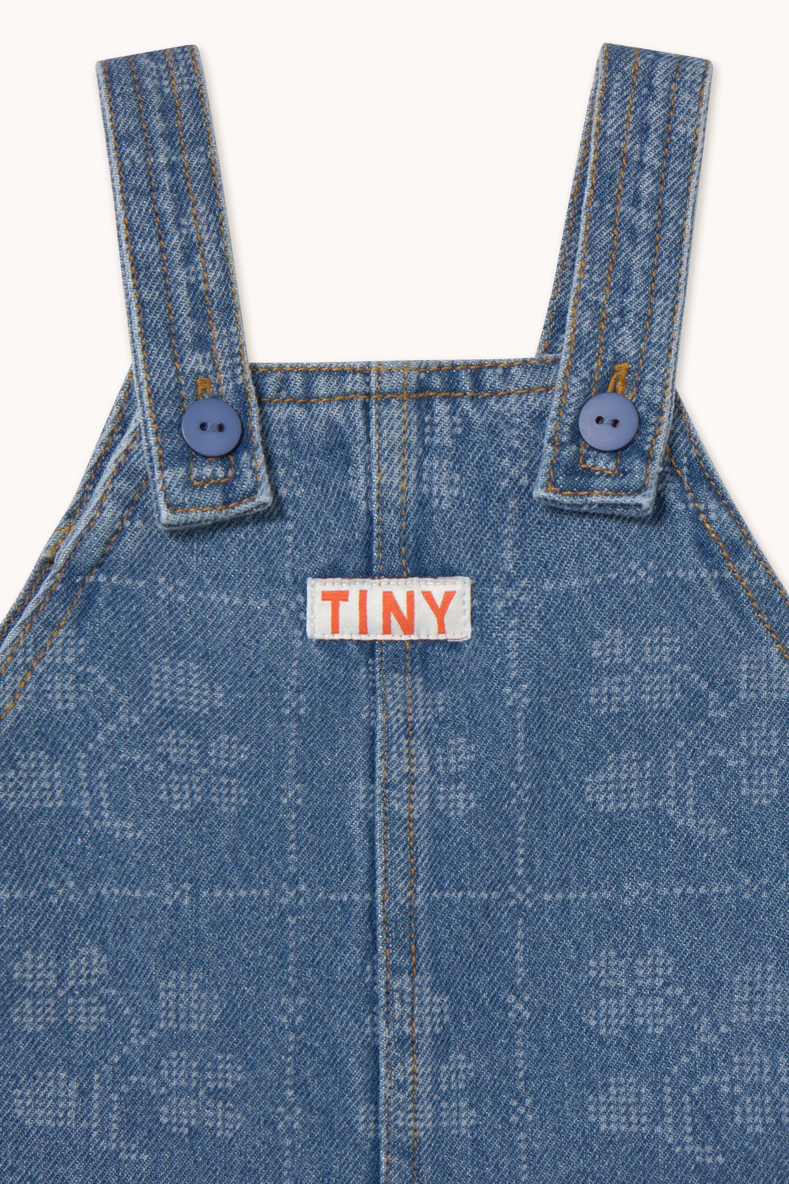 Tiny Cottons Dots Flowers Baby Denim Dungaree - Denim Medium Wash