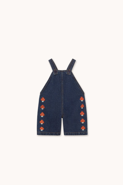 Tiny Cottons Mini Mushrooms Embroidered Dungaree - Denim Dark Wash