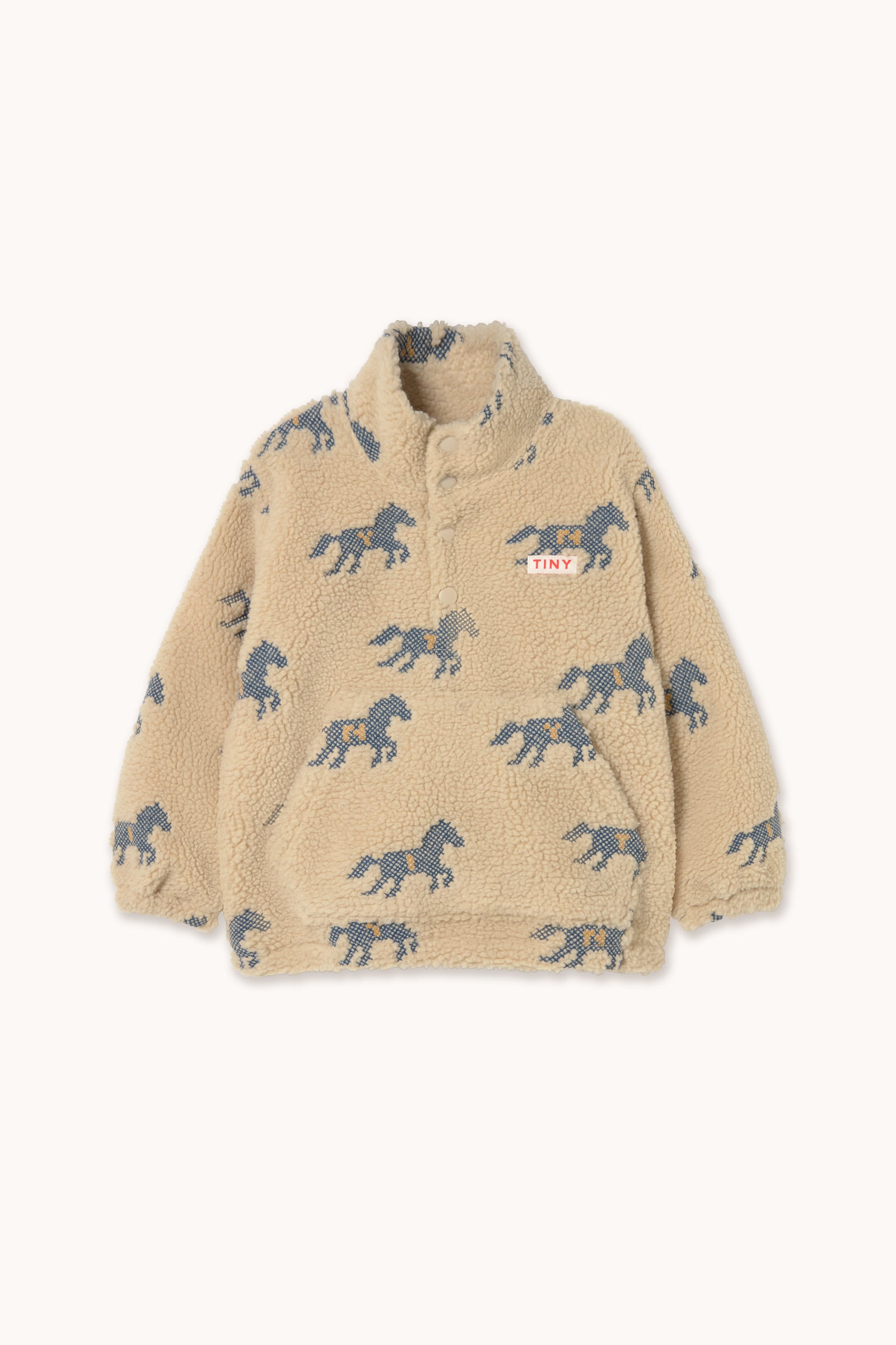 Tiny Cottons Horses Sherpa Sweatshirt - Vanilla