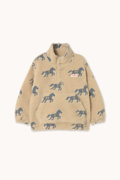 Tiny Cottons Horses Sherpa Sweatshirt - Vanilla