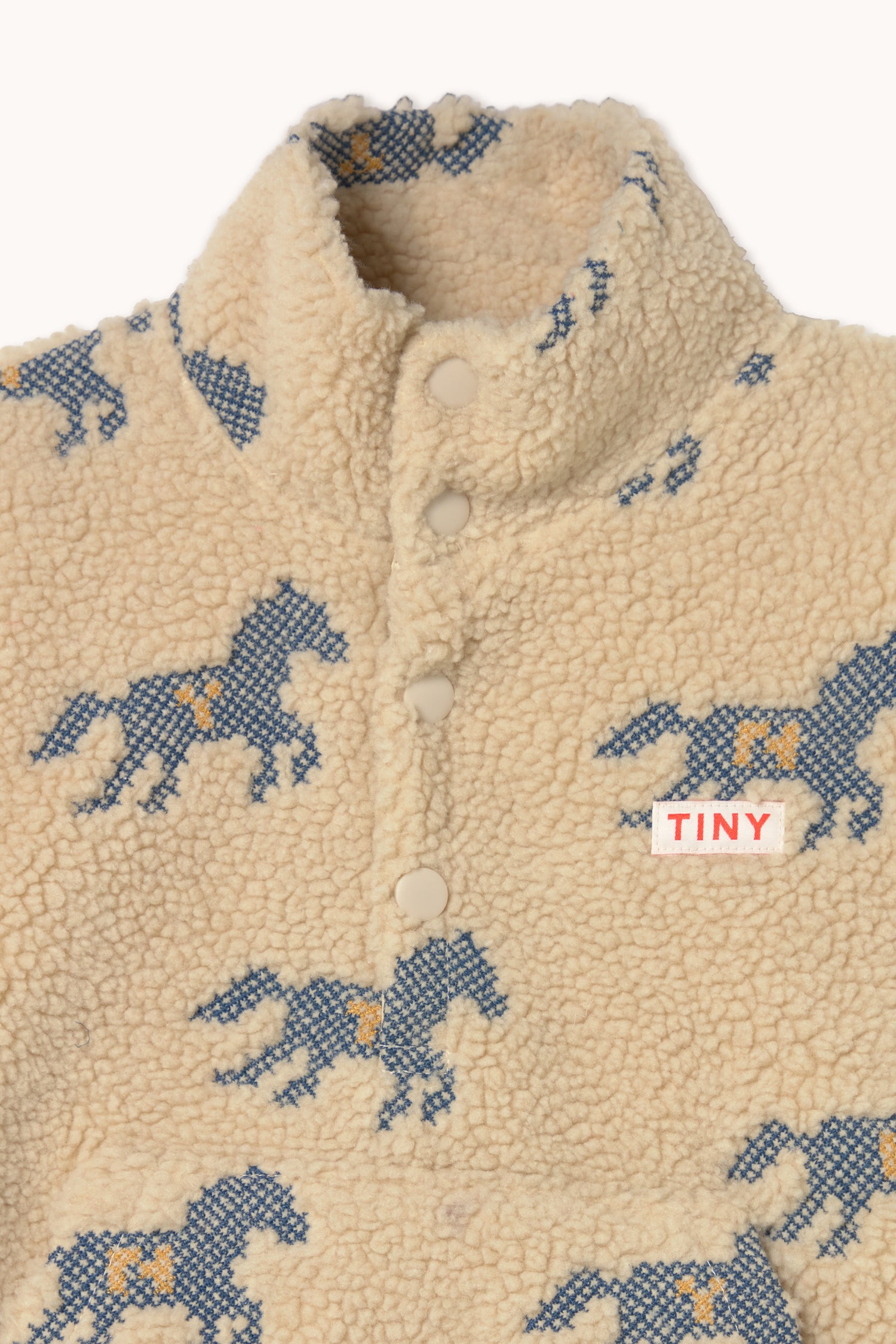 Tiny Cottons Horses Sherpa Sweatshirt - Vanilla