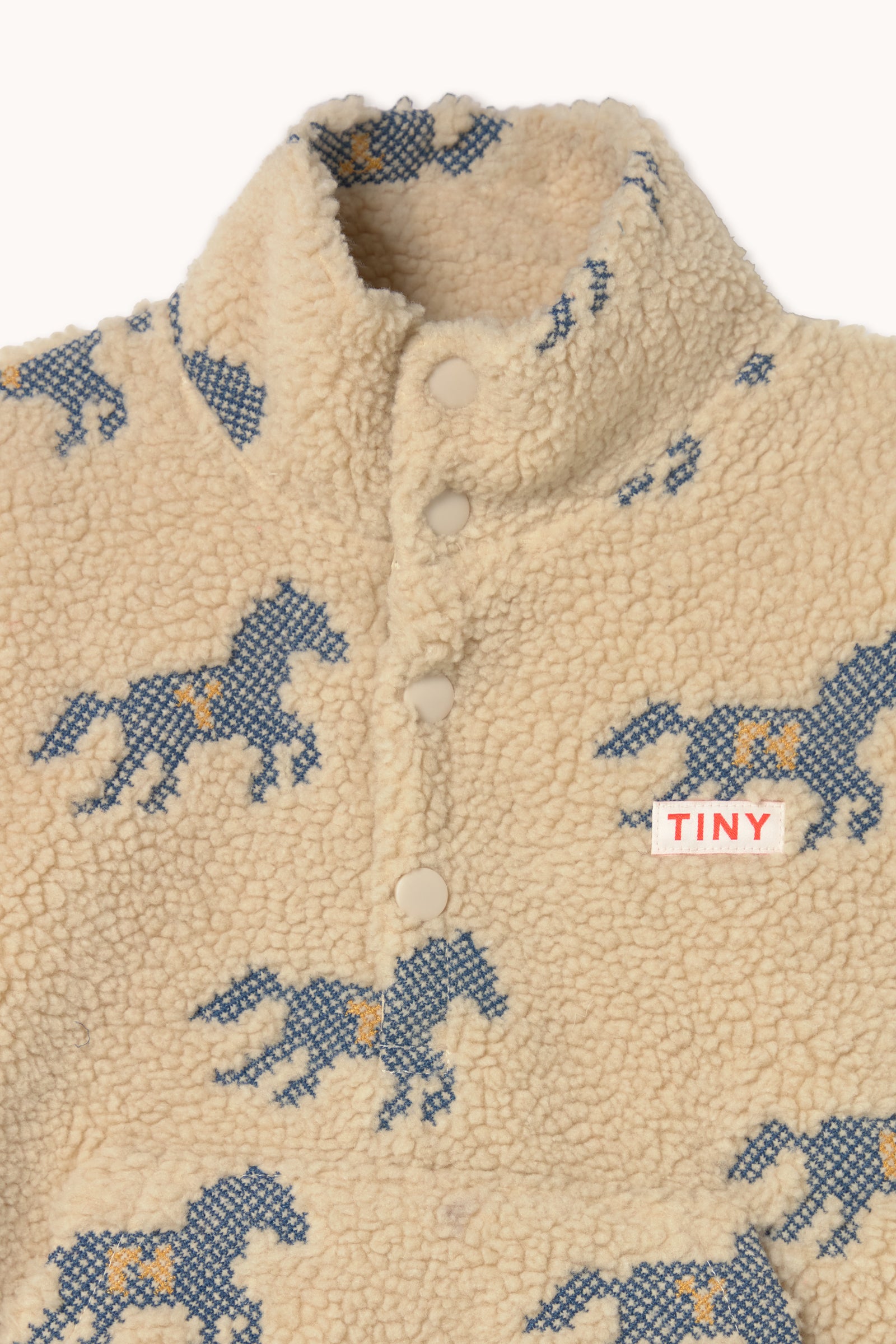 Tiny Cottons Horses Sherpa Sweatshirt - Vanilla