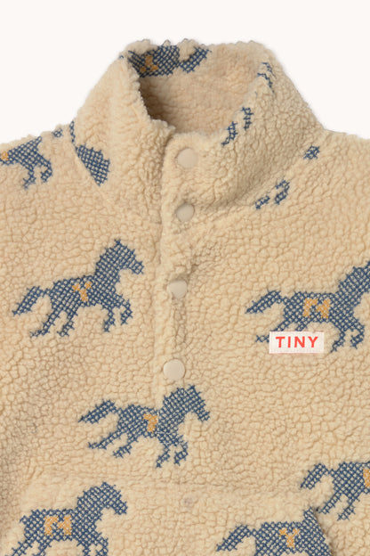 Tiny Cottons Horses Sherpa Sweatshirt - Vanilla