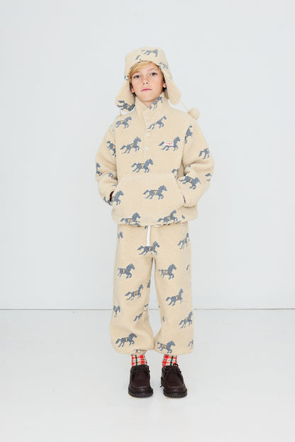 Tiny Cottons Horses Sherpa Sweatshirt - Vanilla