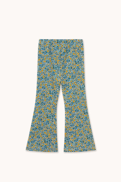 Tiny Cottons Flower Pattern Rib Pant - Washed Blue