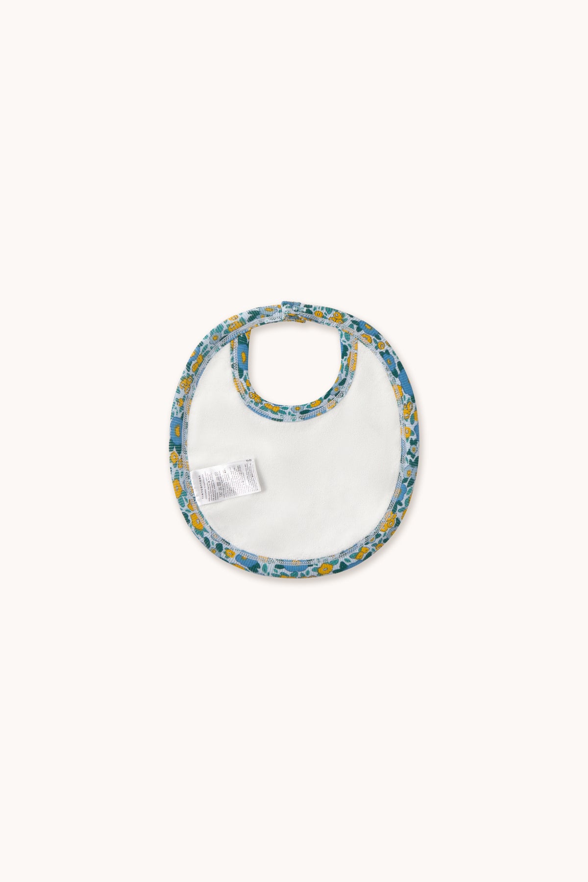 Tiny Cottons Flower Pattern Rib Bib - Washed Blue